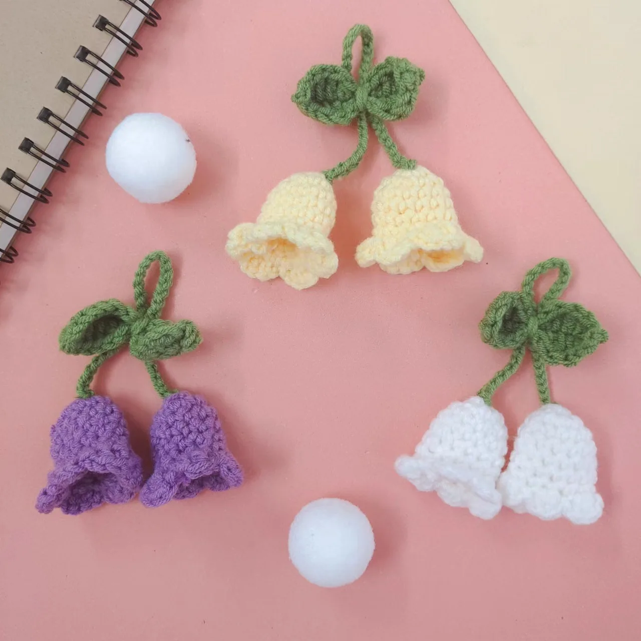 

10pcs Hand Knitted Crochet Bellwort Flower Patch Appliqued For Sewing Apparel Clothes Corsage Hat Bag Brooch Hairpin Craft DIY
