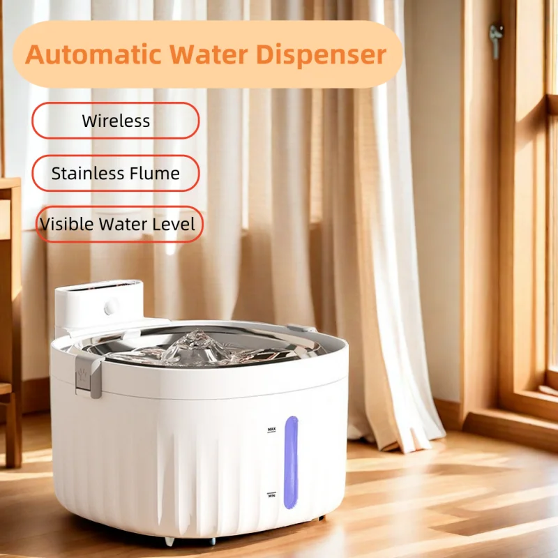 

Automatic Stainless Water Dispenser For Cat Dog Wireless Drinking Water Fountain 2L Large Capacity Filtring Cat Water Drinker