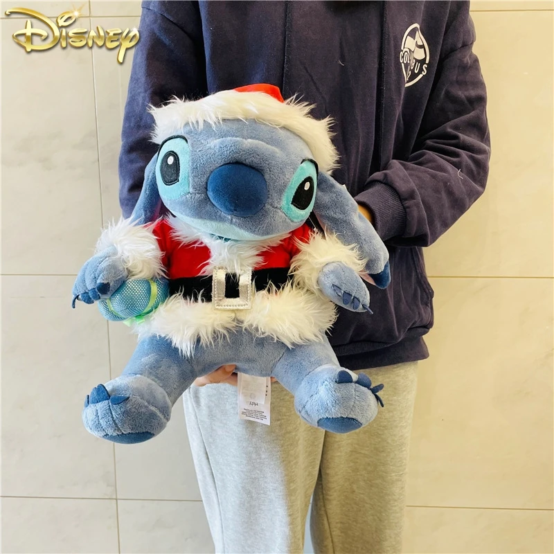 

Kawaii Disney Stitch Santa Claus Version Soft Plush Toy Pillow Cartoon Plushie Doll Room Decoration Children Christmas Gifts