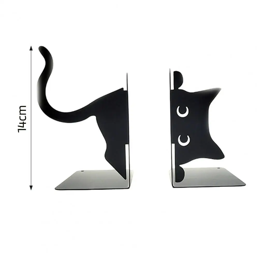 1 Pair Metal Bookends Whimsical Cat Design Decorative Bookends Rounded Edges Book Holders Office Library Decoration book holder,book stand