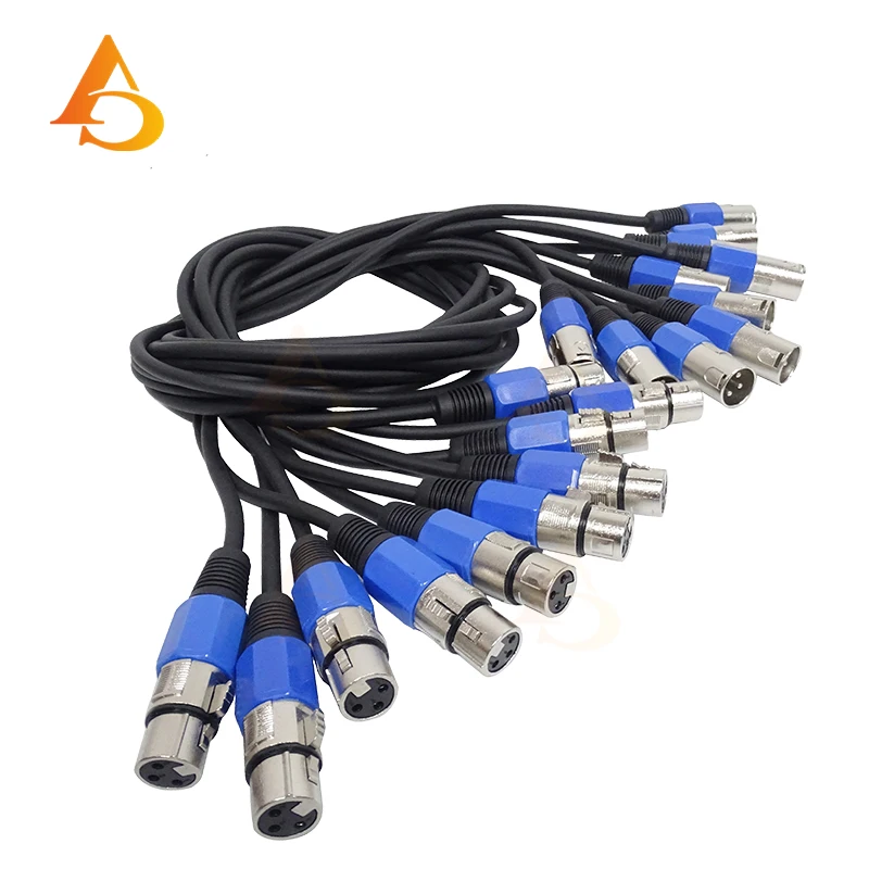 10-Pack 3-Pin DMX Signal Cable for LED Par Stage Lighting (1M/2M/3M)