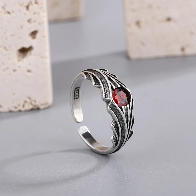 

Thai 925 Sterling Silver Red Zircon Women's Ring Fashion Luxury Quality Fine Jewelry Wholesale Accessories Free Shipping Items