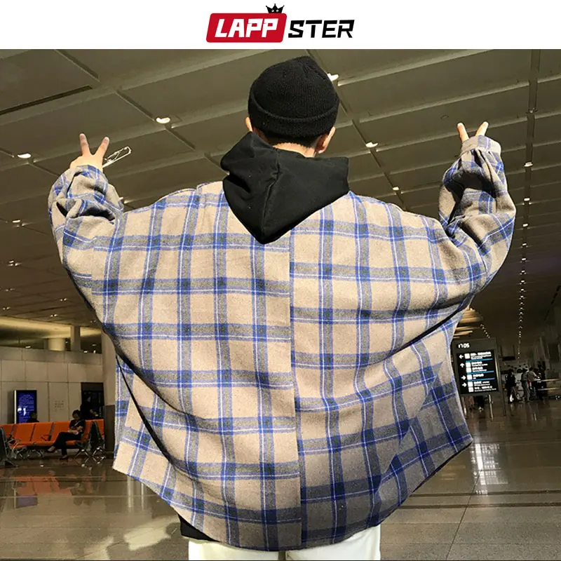 LAPPSTER Y2k Harajuku Harajuku Plaid Shirt 2023 Man