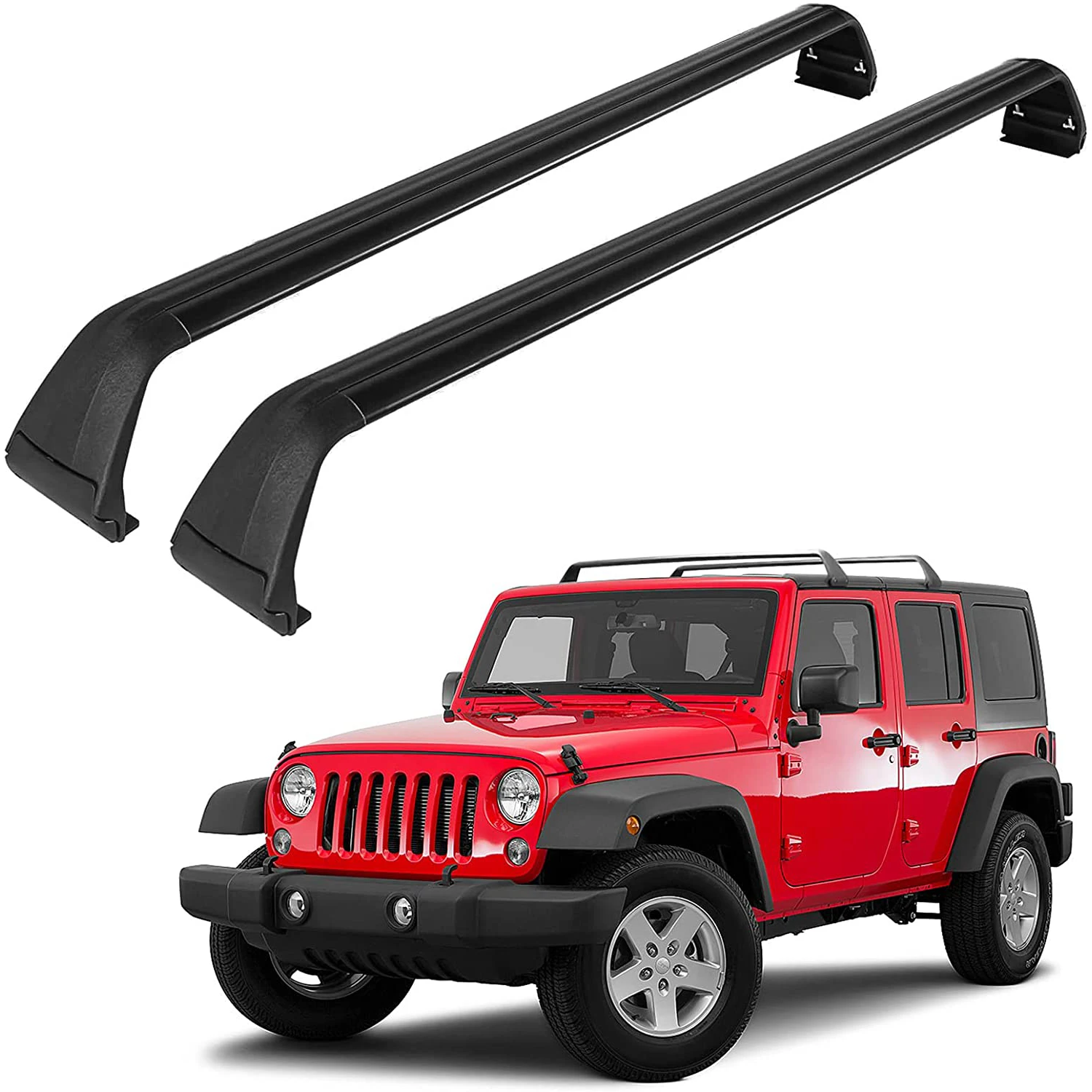 Jpcv Heavy Duty Roof Rack Cross Bars For Jeep Wrangler JK JL 2007-2019 – Aluminum Luggage Carrier - View #2