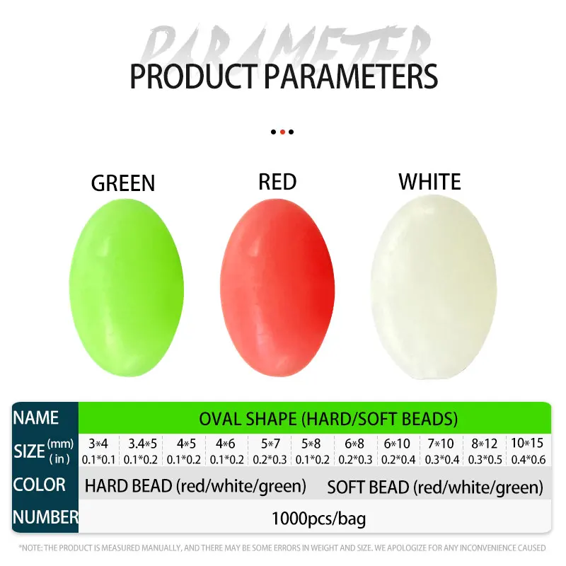 1000 Perles de Pêche Luminescentes - Perles Ovales et Sphériques pour Montages et Flotteurs Accessoires