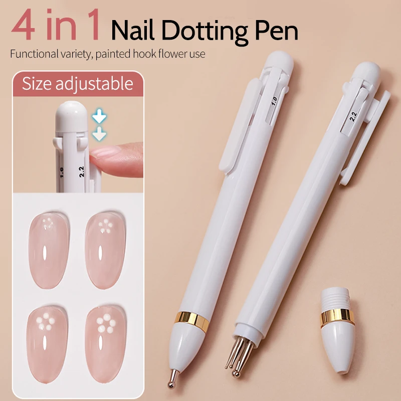 4 in 1 Nail Dotting Pen Creative DIY Nail Art Painting Tools Nail Drill Pen Point Dot Painting Tools Manicure Nail Supply 2