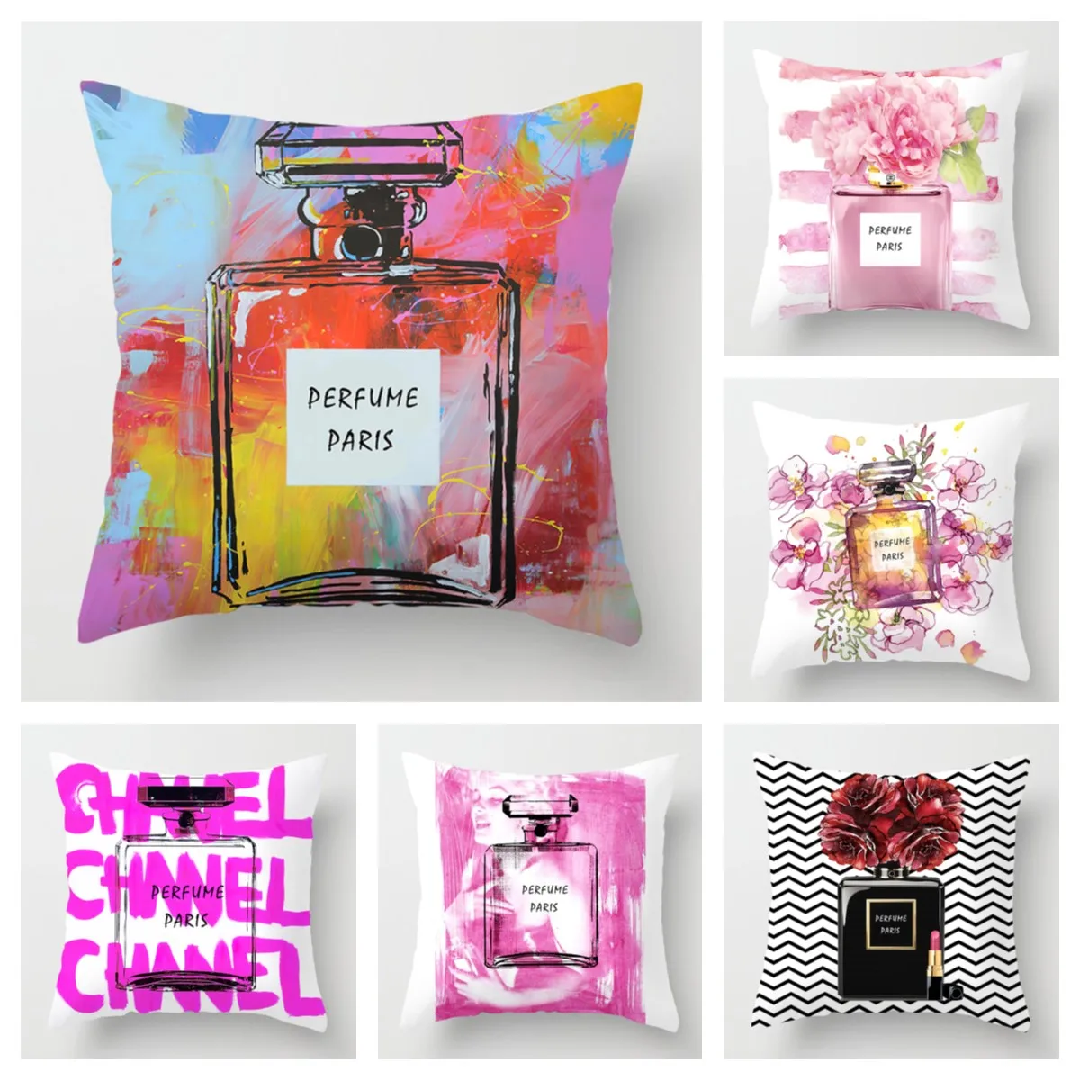 PerfumeBottlePillowcaseFashionWomensFavorite50x50cmHomeDecor