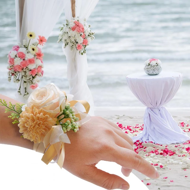 Pearl Wrist Flower Wedding Corsage Wristlet Band Prom Bridal Bridesmaid  Corsage Festivals Celebrations Accessories Supplie - AliExpress