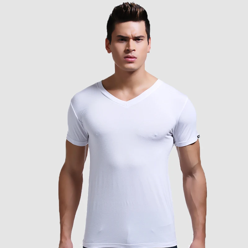 Summer Round Neck Tight Men's Short-Sleeved V Neck T-Shirt Pure Color Vest T-Shirt Slim Sports Bottoming Sweatshirt cotton vest compression t shirt men undershirt short sleeve undershirt