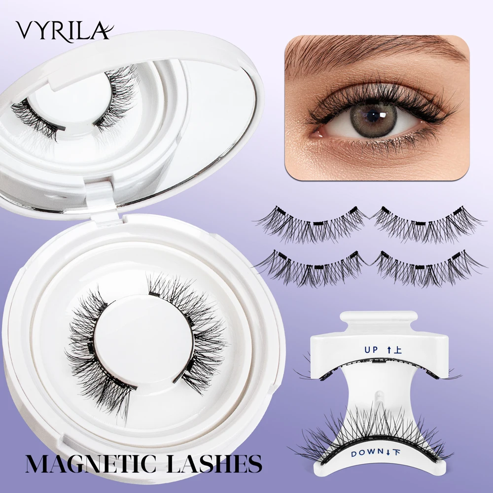 Reusable Magnetic Eyelashes Tweezers Set 1pair Eyelash Extension 3D Lash Curler Natural Thick False Eyelashes No Glue Needed