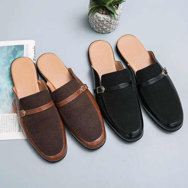 Patent Leather Slippers for Men 2024 Slides Slippers Man Summer Slippers Men Casual Shoes Mules Half Shoes for Men Chaussure