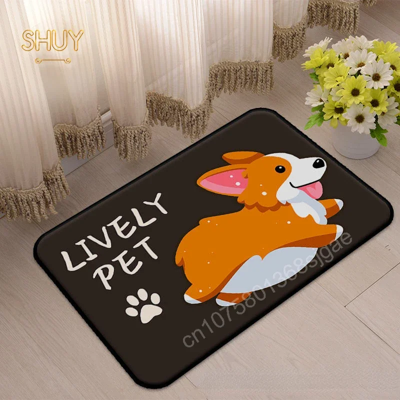 

Cartoon Animals Print Bathroom Carpet Kawaii Dog Entrance Anti-slip Flannel Bath Living Room Floor Mats Kitchen Bed Rug Foot Mat