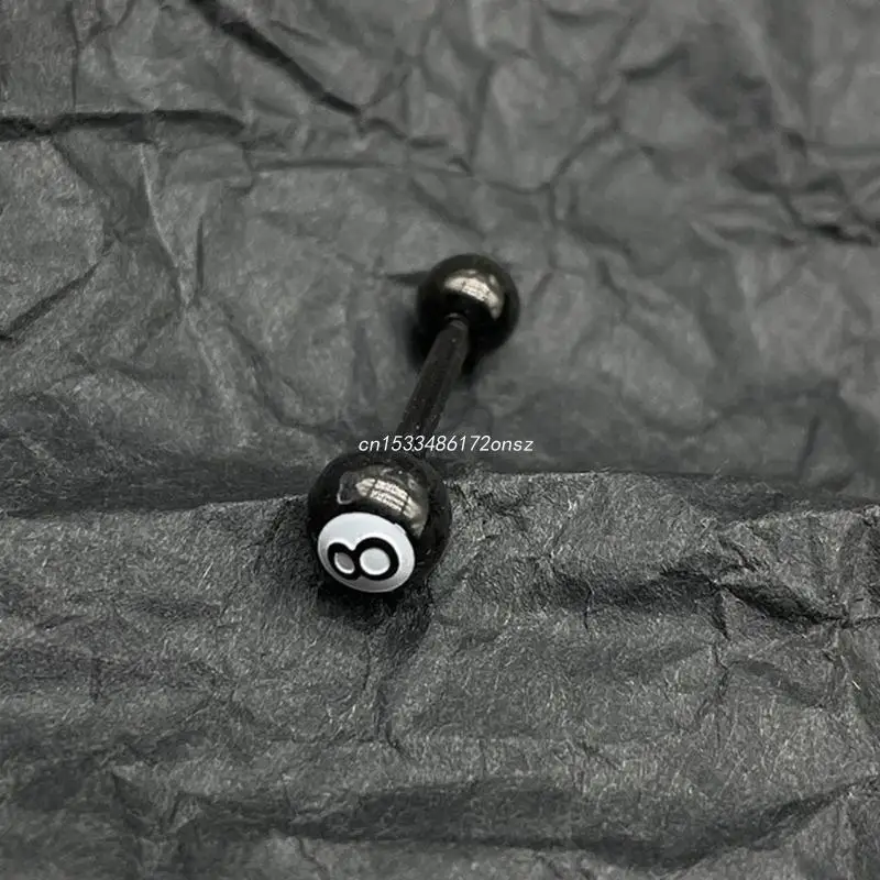 1pc Black Number 8 Billiards Ball Tongue Nail Women Cool Punk Sexy Tongue Ring Charm Trend Body Piercing Jewelry piercing jewelry body piercing jewelry body jewelry