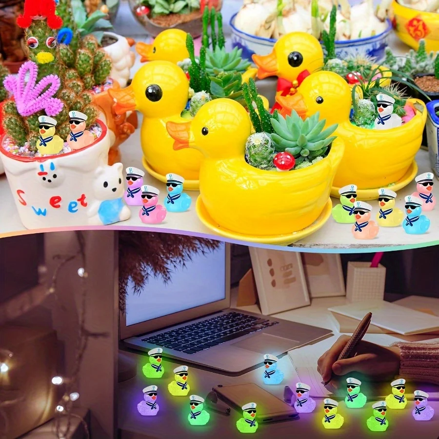 Multicolored mini resin cruise duck with sunglasses glow in the dark tiny colorful sailor resin duck random colors