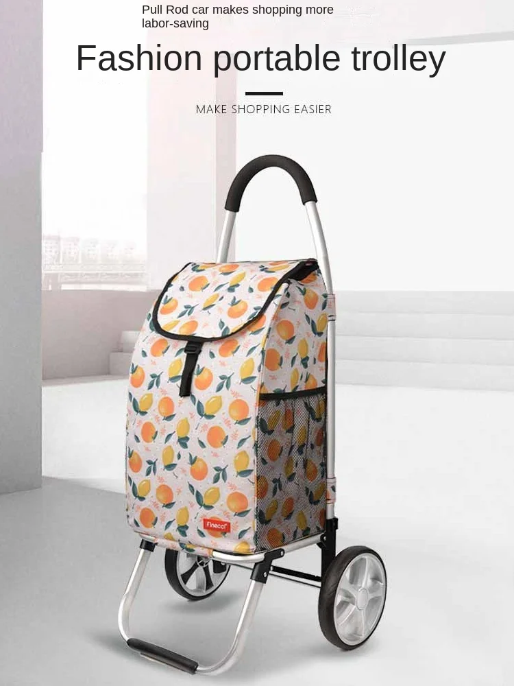 Waterproof folding grocery shopping cart, elderly climbing stairs, hand-pulled cart, folding portable trolley cart