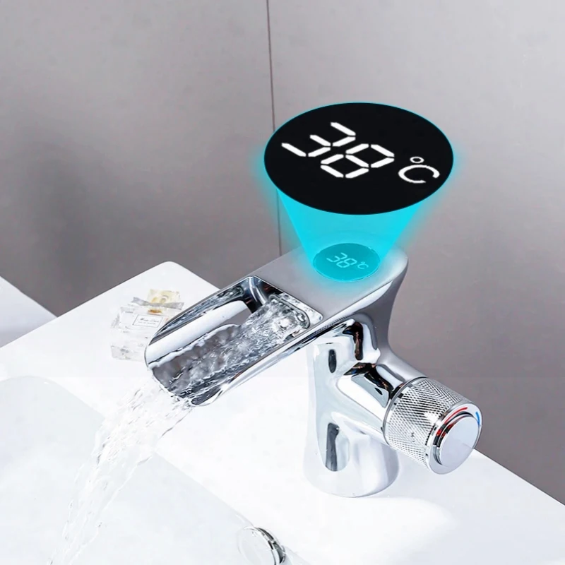 

Constant Temperature Digital Display Basin Faucet Mixer Brass Faucet Smart Tap Hot Cold Sink Faucet For Bathroom Washbasin