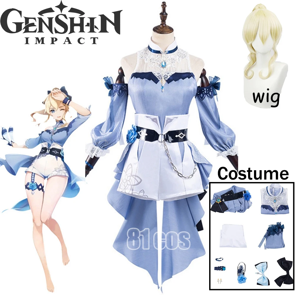 

Game Genshin Impact Denim Swimsuit Dandelion Costume Sea Breeze Dandelion Skin Women Summer Cos Clothes
