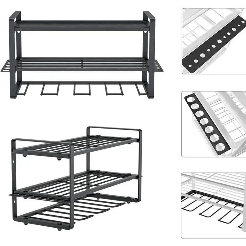 Power Tool Organizer 3-Layer Tool Storage Shelf Wall-Mounted Electric Tool Organizer Modular Drill Shelf Organizer Heavy-Duty 4
