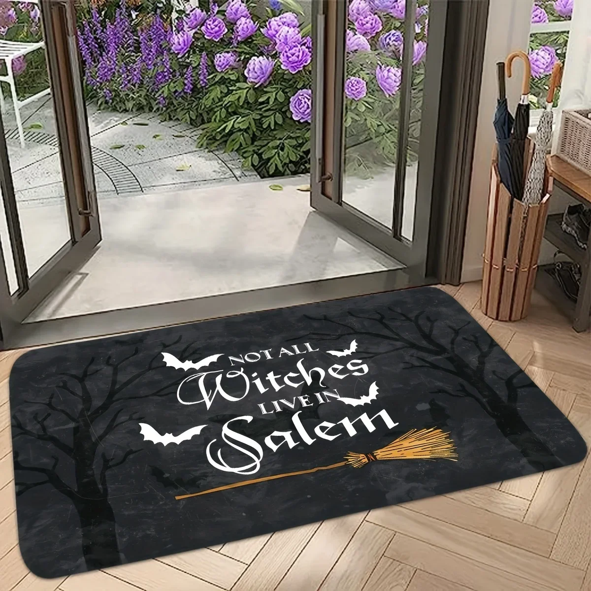Halloween NOT All Witches Live in Salem Entrance Doormat Decor Carpet for Living Room Bedroom Non-slip Mat Halloween Decorations 3