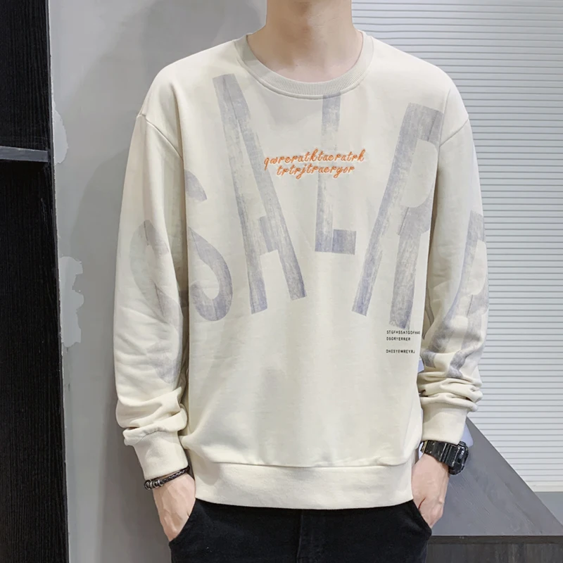 

Men's Casual Round Neck Hoodie with Letter Print Pullover, Spring and Autumn Styles Berner Sennenhond Стон Айленд