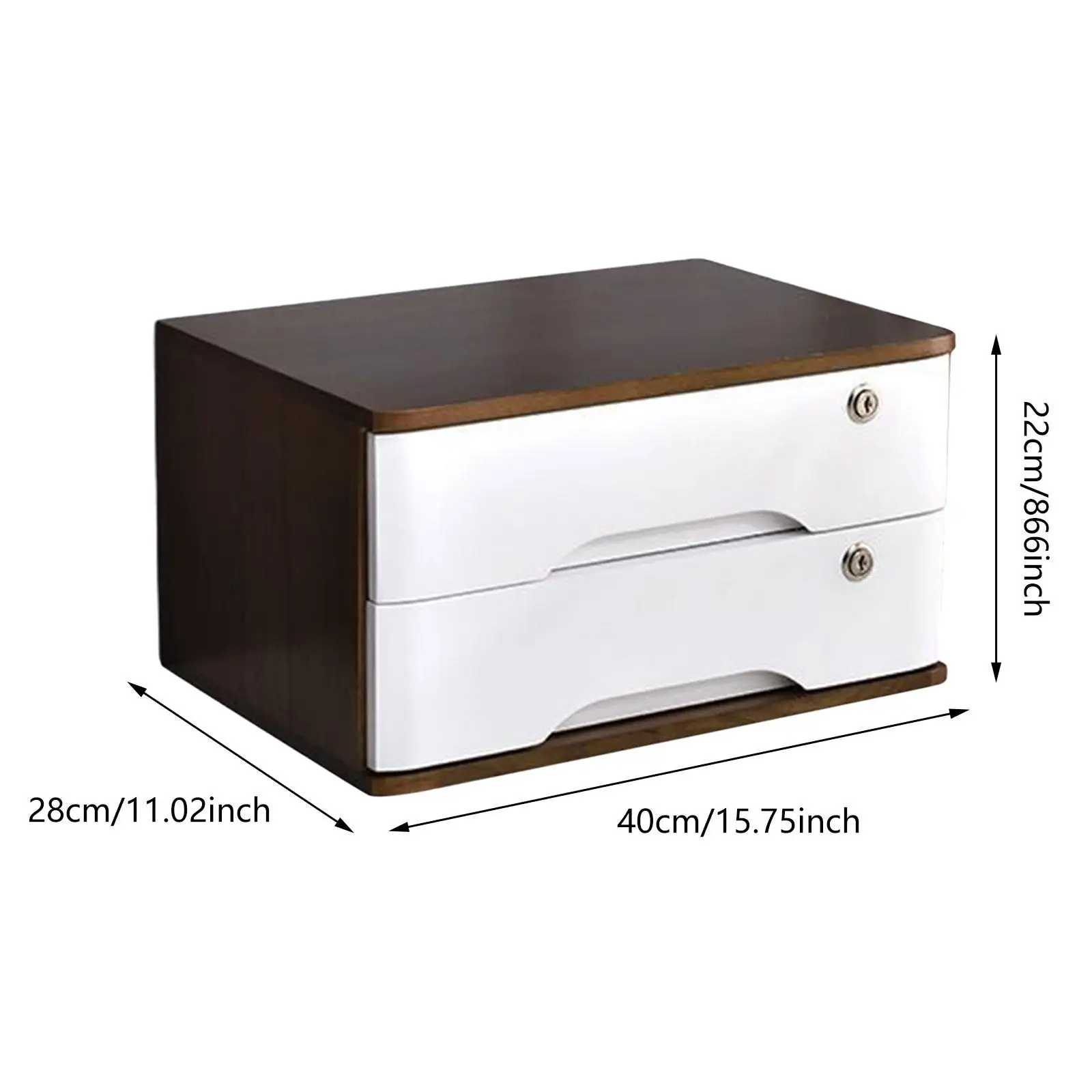 Wood Desktop Storage Box with Lock 2 Tier for Counter Workspace Countertop 6