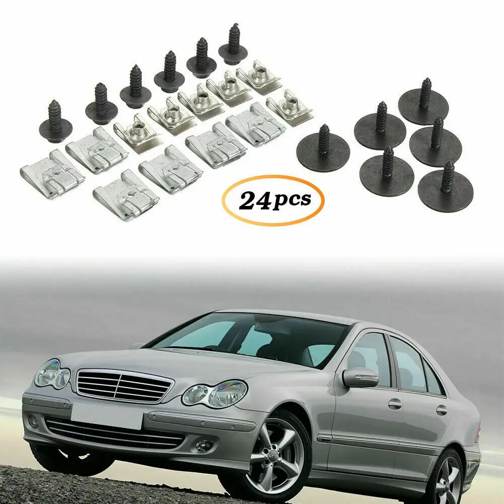 24Pcs Engine Undertray Fasteners Clips Screw For Mercedes-Benz C-Class W203 W204 CL203 Auto Fastener & Clip 1