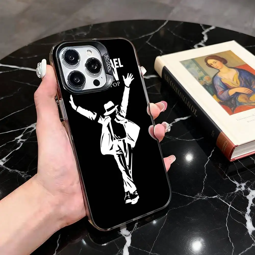 Silver Plated Michael Jackson Themed Phone Case with Colorful Design