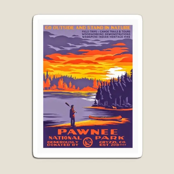 

Магнитные наклейки Pawnee в национальном парке, магнитные детские наклейки для дома, красочные детские наклейки, милые забавные