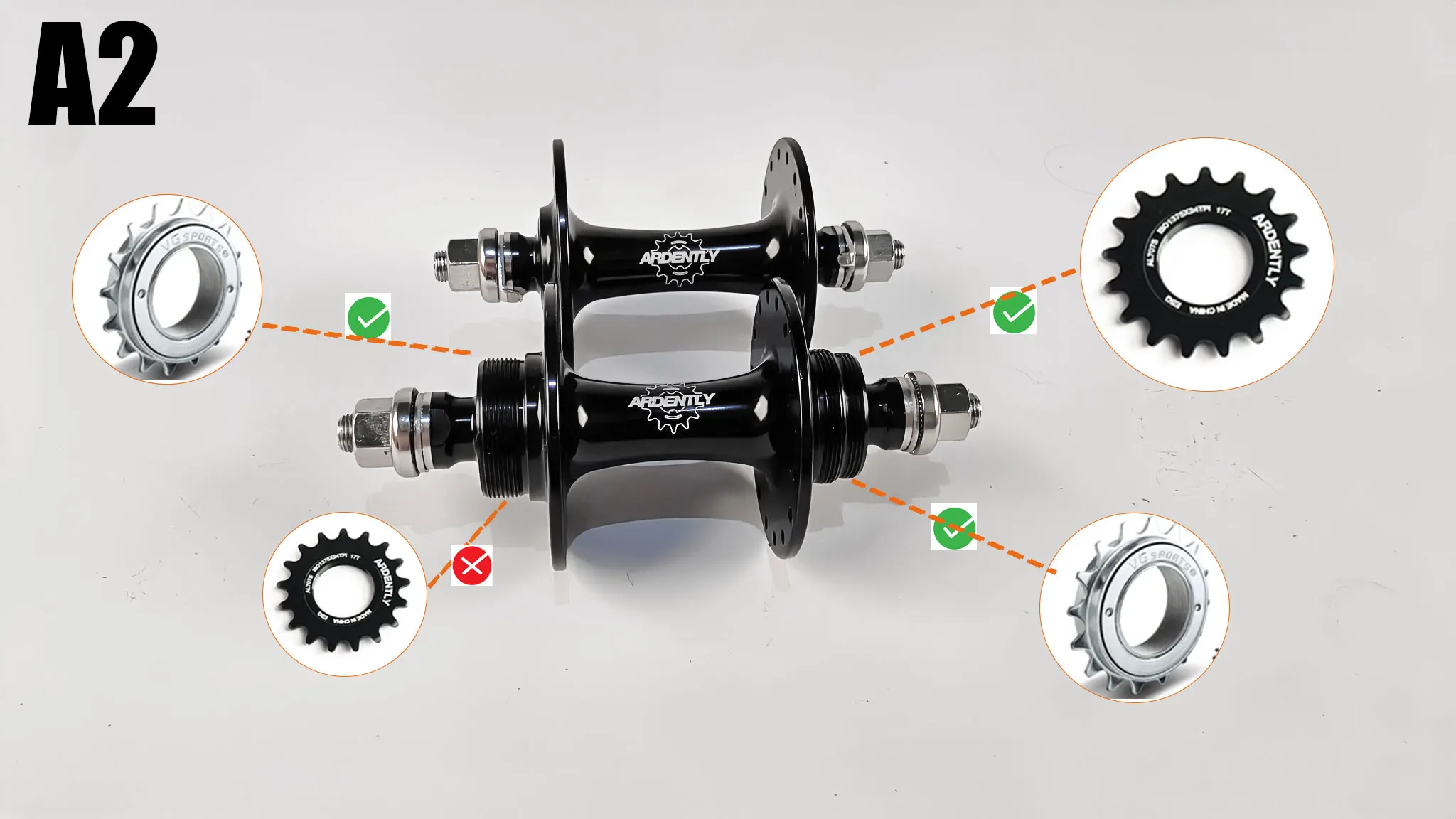 Ardently Fixed Gear Hub 32-Loch Single Speed Track Fahrrad Hochwertige vordere und hintere Lagernaben mit Muttern Fahrradzubehör – Detail 17