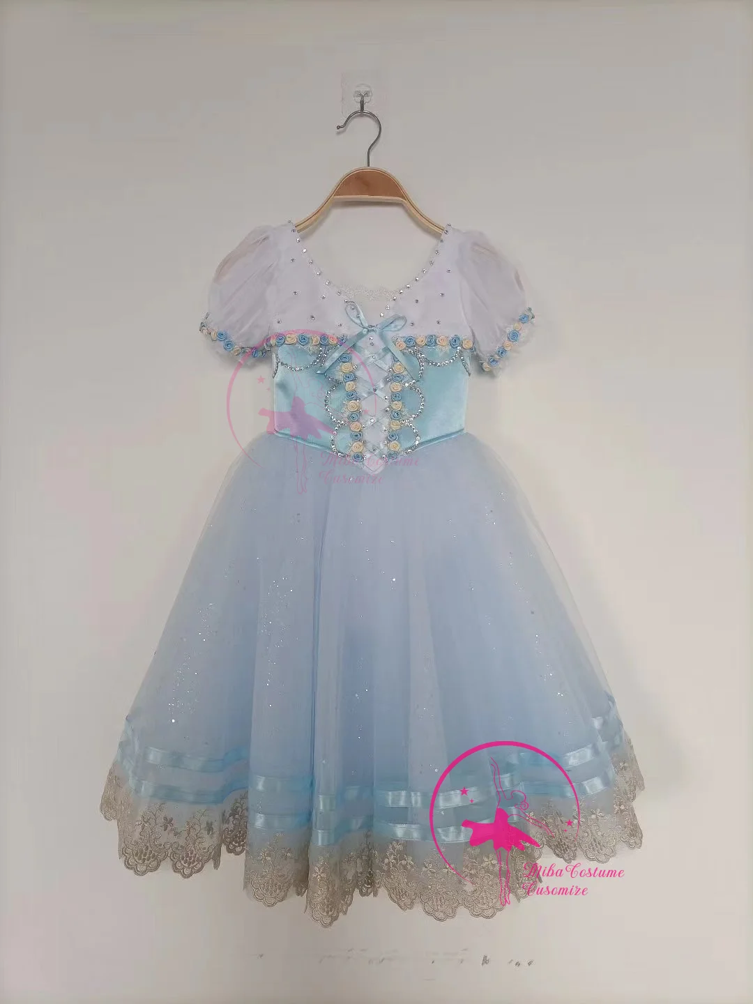 

Новинка 2024, балетная юбка Gepelia Жизель, не может удерживать дочь, балетное платье для представлений, длинное платье небесно-голубого и розового цвета для взрослых и детей