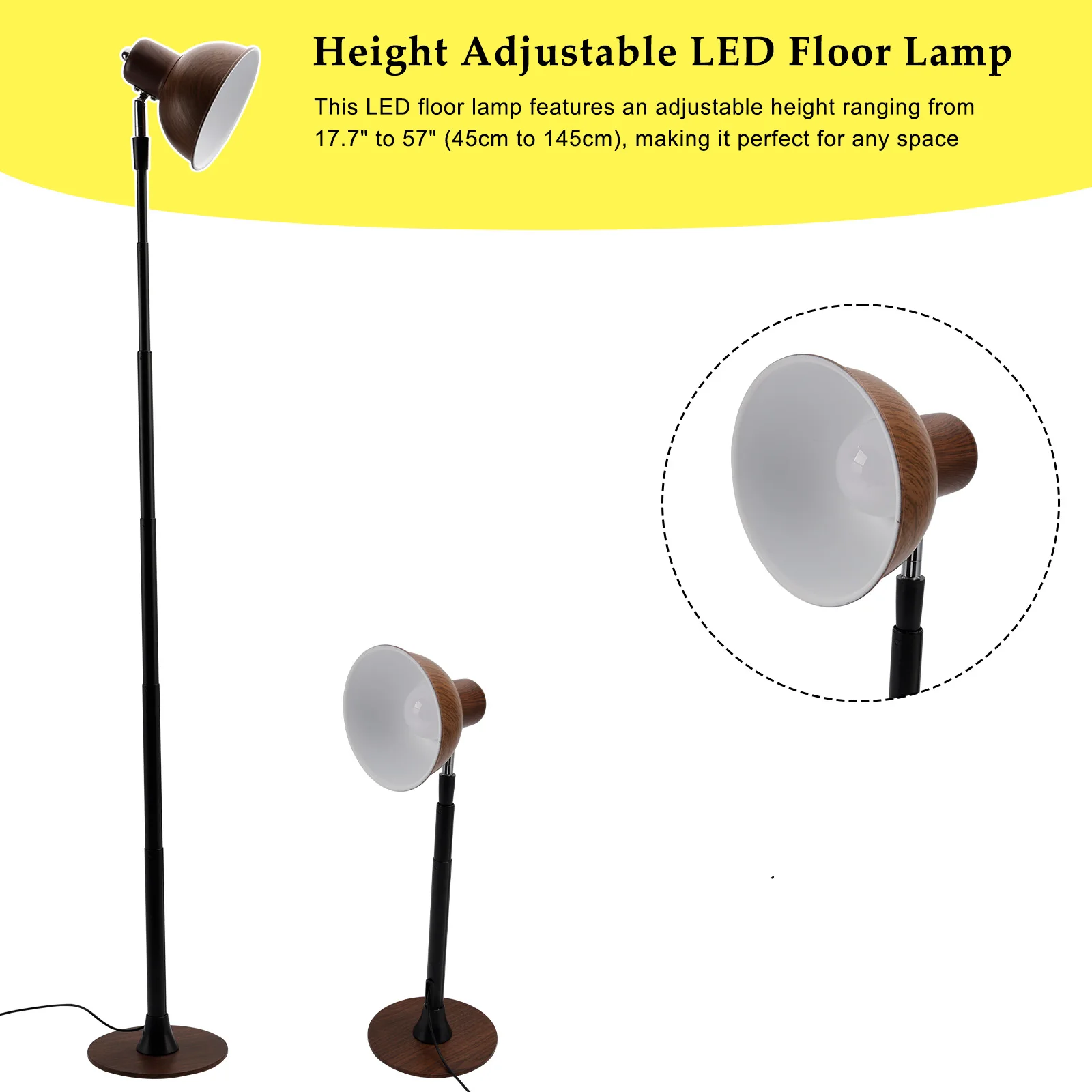 Artudatech Modern LED Floor Lamp Adjustable Height/Light Table Lamp for Reading Bedroom 3 Colors Dimmable for Living Room/Office