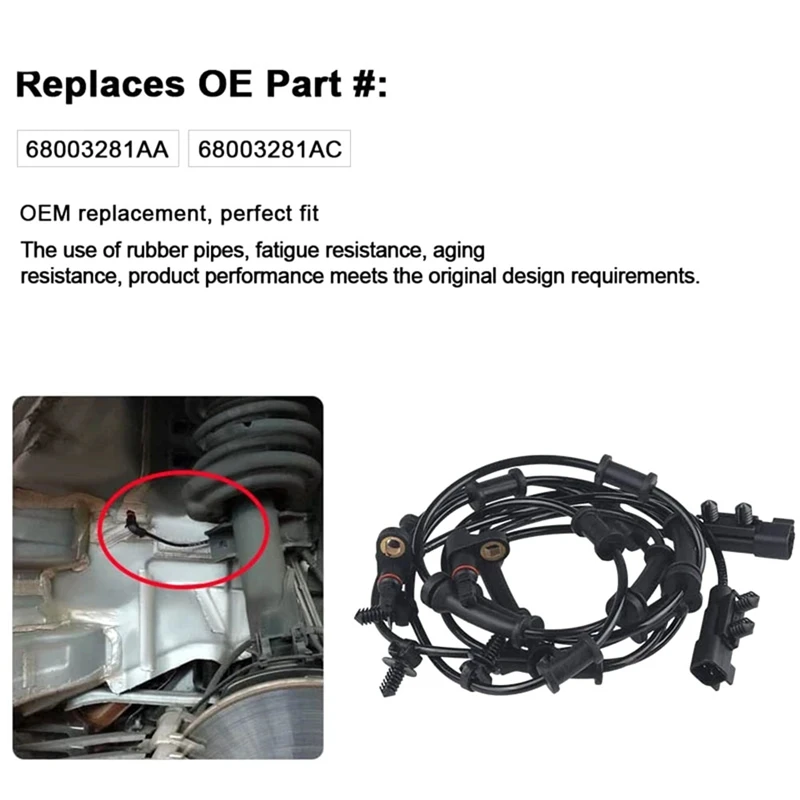 

Датчик скорости колеса ABS для Jeep Wrangler 2012 л 2017-2007 2011 л-68003281AA 52125003AB, запасные части, 1 комплект