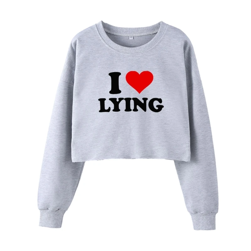 

Letter Print Long Sleeve Sweatshirt Crop Top Neck for Fashionable Women P8DB