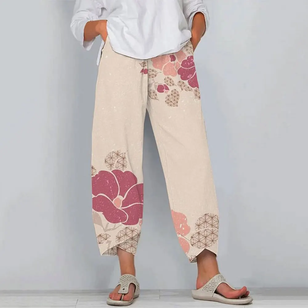 2024 New Fashion 3D Octopus Print Pocket Pants For Women Retro Home Casual Pants For Women Plus Size Elasticated Belt Pants 4