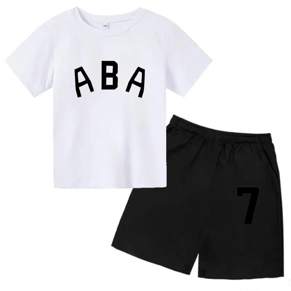thumbnail image 1 of Ropa de bebé con estampado de letras para niños y adolescentes, conjunto de camiseta y pantalones cortos de verano de 2 piezas, conjunto informal de manga corta para niños y niñas, 1 of 5