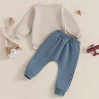 Citgeett-Sweat-shirt brodé à manches longues pour tout-petit garçon, tenues d'automne, ensemble de pantalons solides, vêtements de printemps et d'automne 3