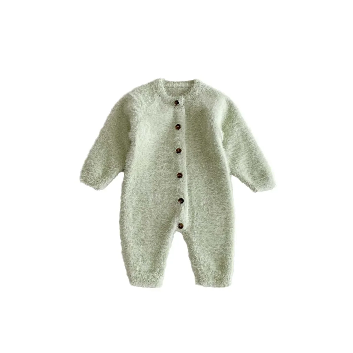 Autumn Winter Plush Knitted Baby Romper Long Sleeve Sweater Warm Outdoor Crawling Suit Boy Girl Newborn All-In-One Outfit