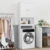 Over The Toilet Storage Cabinet, Bathroom Shelf Organizer with Anti-Tip Device Small Freestanding Space Saver 4