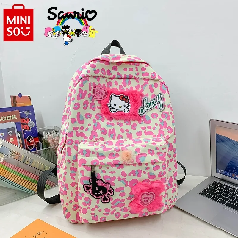 

Miniso Hello Kitty New Women's Backpack Fashionable High Quality Girls' Backpack Large Capacity Lightweight Student Backpack