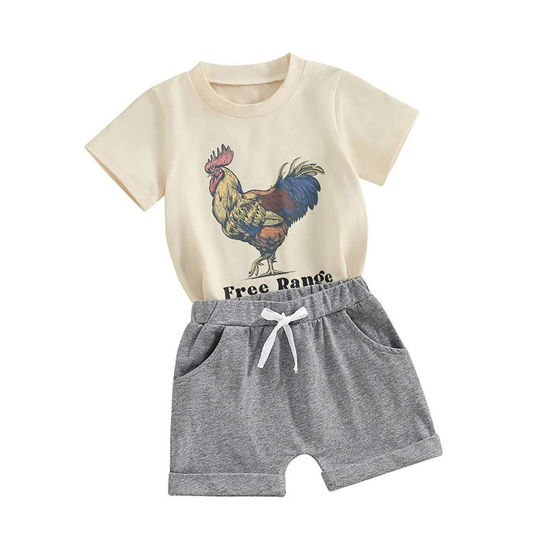 

Летняя одежда для маленьких девочек и мальчиков, футболки в стиле пэчворк с коротким рукавом, топ с свободными шортами, наряды из двух предметов для младенцев