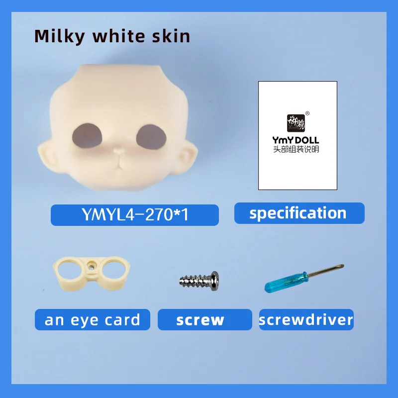 Milky White YMY Doll Replacement Head Face GSC Face Eye OB11 Elf Ear Cat Face Accessories For Obitsu 11, P9, Penny, Nendoroids 4