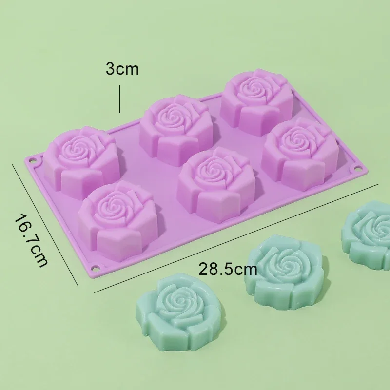 Stampo Silicone Rosa A Forma Di Fiore - 3 Pezzi, Per Dolci, Saponi, Cioccolatini, Forno E Freezer - Foto 6