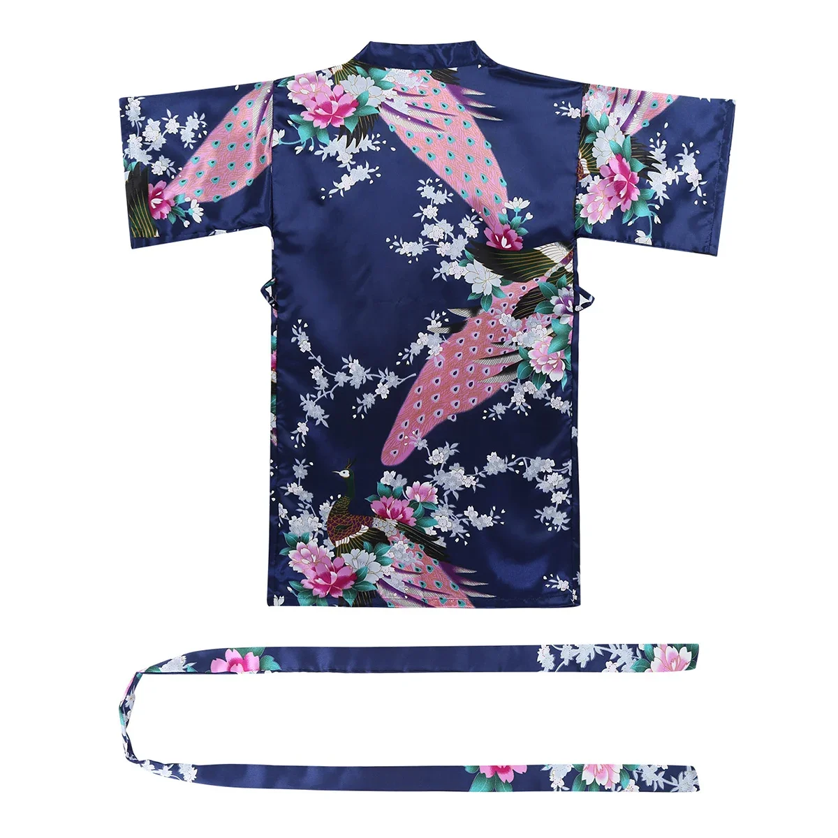 Satin Floral Kimono Robe Flower Kids Girls Wedding Bridesmaids Sleepover Nightgown Children Birthday Party Spa Bathrobe New