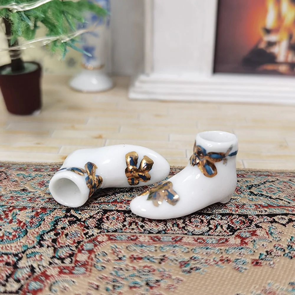 Vintage 2 DECORATED MINIATURE CERAMIC SHOES | eBay