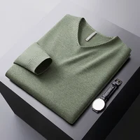 Autumn wintervcollar sweater men's stretch comfortable warm cold-resistant top fashion casual pure color all-matching sweater 1