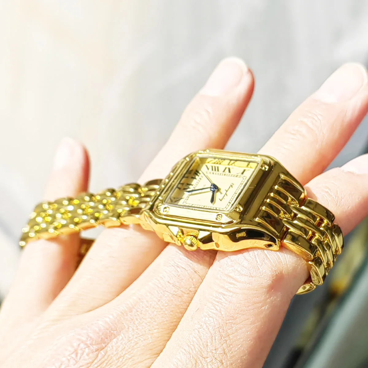 Elegant Square Design Stainless Steel Couple Quartz Watches