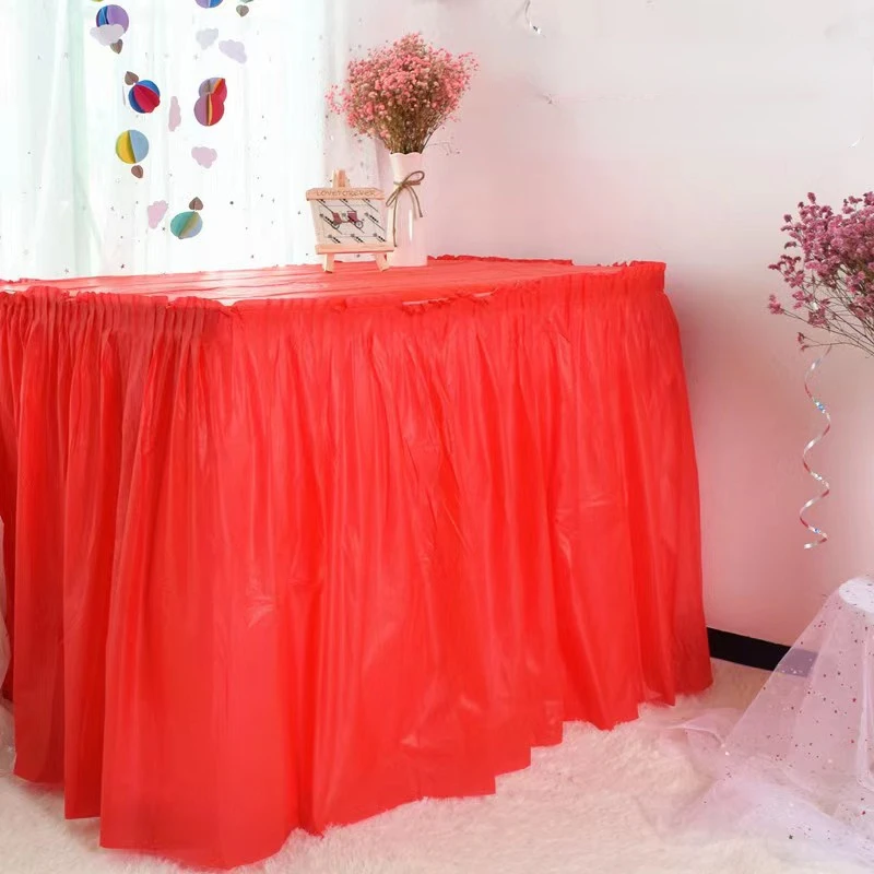 137x274cm Disposable Solid Color Tablecloth Birthday Party Wedding Christmas Table Cover Desk Cloth Table Skirt Decor 3