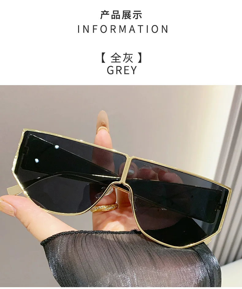 Einteilige quadratische 2YK-Sonnenbrille für Damen, neue Mode, Legierung, breites Bein, Farbverlauf, Fahrsonnenbrille, Herren, Punk, Outdoor-Brillen, UV400 – Detail 6