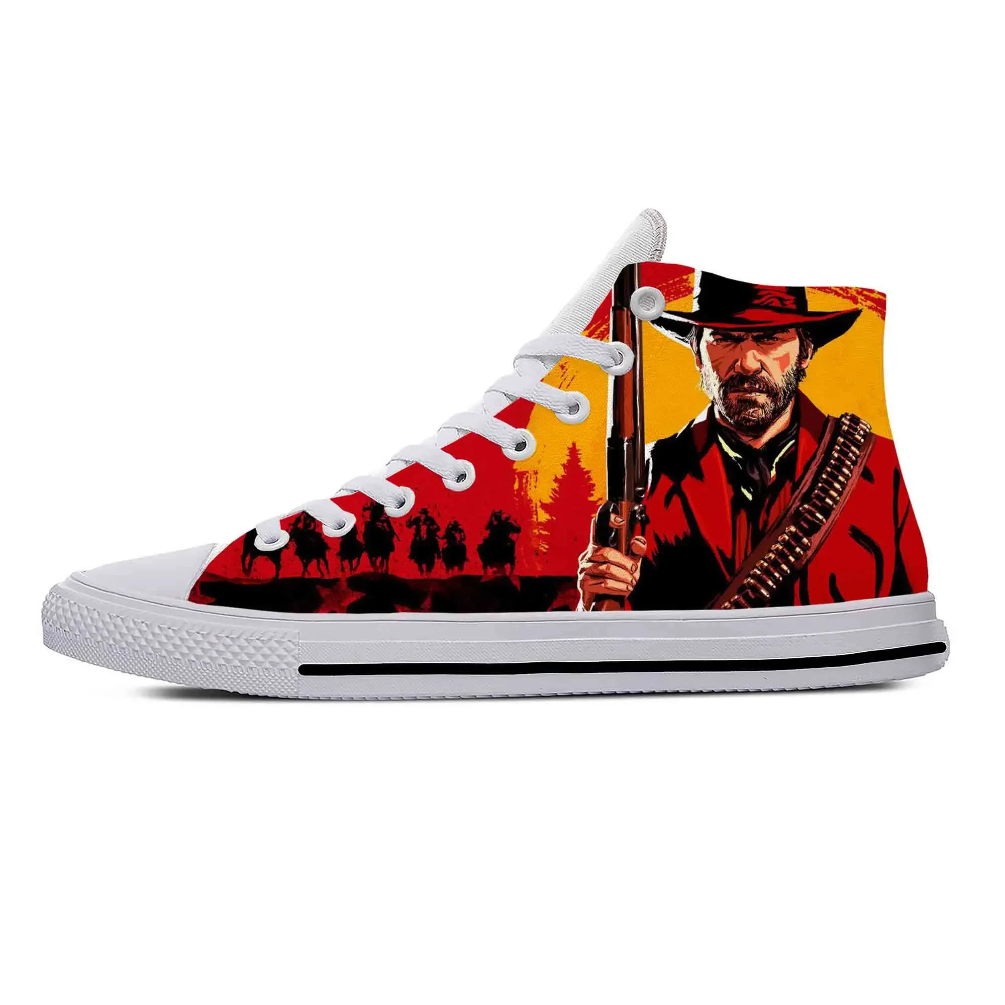 Hot Cool Red Dead Redemption RDR2 Anime Cartoon Game Funny Casual Cloth Shoes High Top Men Women Sneakers Classic Board Shoes