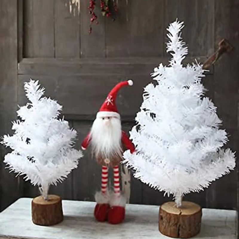 

Mini Xmas Tree For Tabletop,White Christmas Trees Small Xmas Tree With Wooden Base For Desktop Home Christmas Decor 30CM Durable